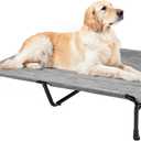 Veehoo Cooling Elevated Dog Bed - Raised for Large Dogs, Outdoor With Guardrail, Upgraded Non-Slip Feet, Breathable Teslin Mesh, Portable Camping Cot, 53 x 33 Inches, Black Silver