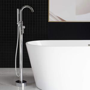 Woodbridge F0002 CH Freestanding Tub Filler Bathtub Chrome Floor Mount Brass Bathroom Faucets with Hand Shower
