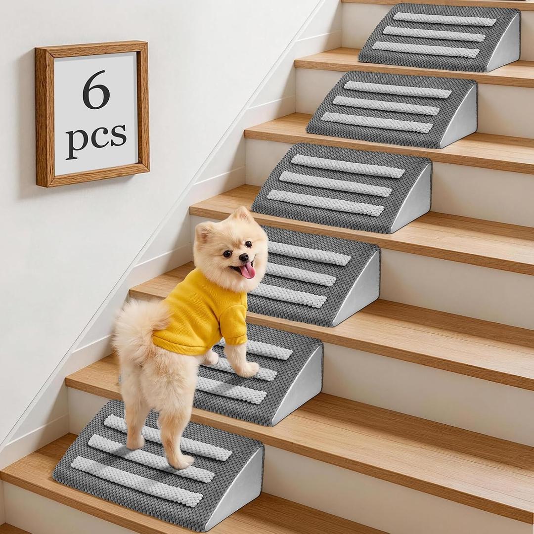 6 Pack Dog Ramp for Stairs with Anti-Slip Bumps for Small & Senior Dogs