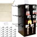Rotating Pegboard Display Stand with 24 Hooks, Removable Top, Signboard, Canvas Carry Bag & Pricing Cards  Portable 4-Sided Metal Spinner for Jewelry & Craft Shows  All-in-One Vendor Display Kit