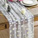 Artoid Mode White Daisy Gauze Table Runner 120 Inch 10FT, Seasonal Sheer Dining Wedding Holiday Birthday Table Decor for Home Party (28" x 120")