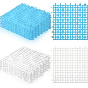 11.8'' Interlocking Floor Tiles Bulk 30 pcs, 3 x 10 ft Drainage Pool Flooring Mats Swimming Pool Non Slip Splicing Waterproof Splash Matting Mesh Doormat Roll Modular Interlocking Cushion Water Drain