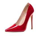Elisabet Tang Women Pumps 12cm/4.7 Inch Stiletto Heels Pumps Pointed Toe Patent Leather Slip On High Heel Evening Party Dress Shoes Red Size 8