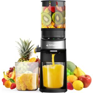 Voltisphere Cold Press Juicer, 400W Juicer Machines, 4.9"Wide Feed Chute Slow Masticating Juicer for Whole Vegetables & Fruits, High Juice Yield, Easy to Clean, Advanced Touch Sensing Switch(Silver Gray)