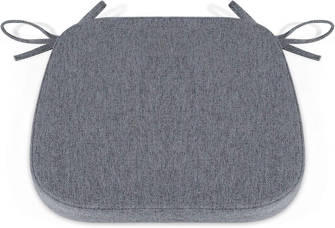 Shinnwa Seat Cushions for Kitchen Chairs, Non Slip Dining Chair Cushion with Ties, 15 x 15.5 inches, Dark Gray