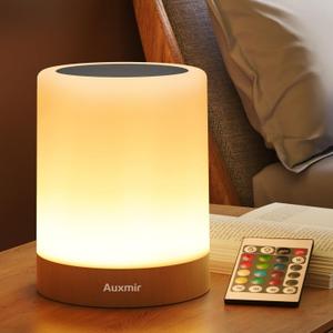 LED Night Light Bedside Lamp Touch and Remote Control Dimmable Tabletop 13 Colors Changing 5 Brightness Adjustable Rechargeable Portable Lamp for Baby Kids Bedroom Living Room Outdoor Camping (Brown)