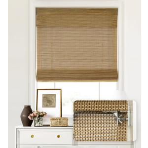 LazBlinds No Tools No Drill Cordless Bamboo Roman Shades, Light Filtering Window Treatment, Roll Up Bamboo Blinds for Window 31'' W x 64'' H, Acorn