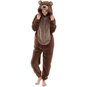 Snug Fit Unisex Adult Onesie Pajamas, Flannel Cosplay Animal One Piece Halloween Costume Sleepwear Homewear, L