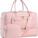 Large Women Travel Duffle Bag - Carry on Overnight Bag Weekend Travel Duffel Tote Bag Yoga Gym Bag with Wet Pocket Toiletry Weekender Overnight Bag for Travel Business Trips Sports Hospital Pink