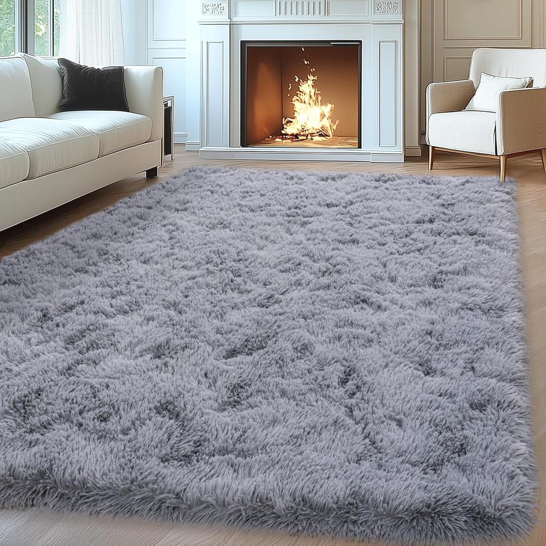 Mugorn 8x10 Area Rugs for Living Room, Large Fluffy Rugs for Bedroom, Soft Carpet Shag Kids Room Rug, Non-Slip Fuzzy Rugs Indoor (Light Grey, 8ft x 10ft)