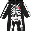 LENSOUS Baby Boy's Skeleton Halloween Costume Long Sleeve Hoodie (12-18 Months, Black01)