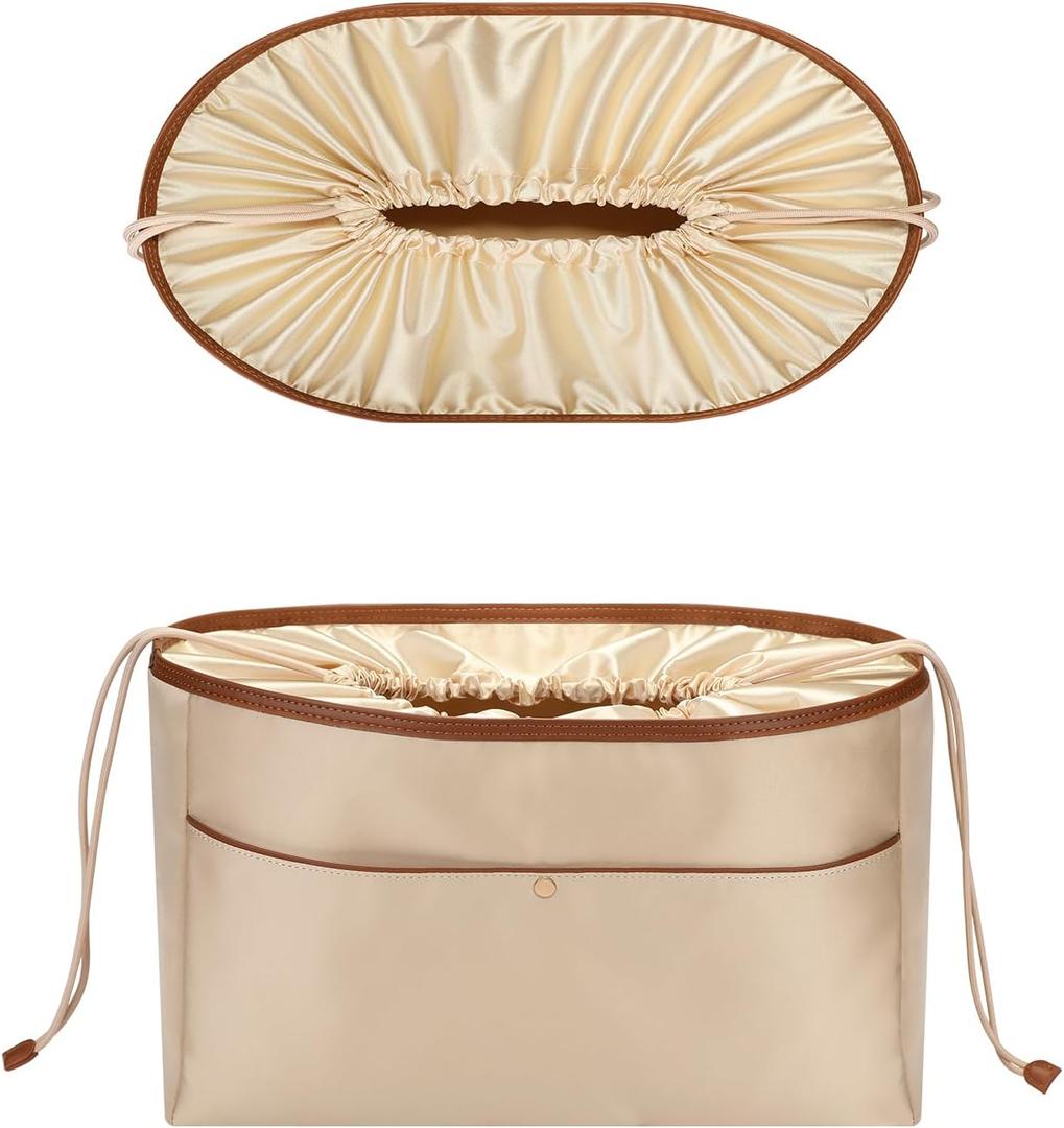 GIVLEFLY Purse Organizer Satin Drill Handbag Organizers Silk Fabric Tote Bag Organizer Handbag Organizer Storage Bag (Drawstring Style, Large)