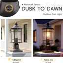 Emliviar Dusk to Dawn Outdoor Post Light, 14.9" Exterior Pillar Lantern with Seeded Glass, Outside Pole Light Fixture for Pathway, Patio, Garden, Oil Rubbed Finish, XE229P PC ORB