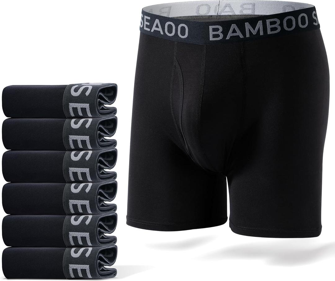 Men's Ultra Soft Boxer Briefs No Ride Up Underwear with 3D Pouch-High Elasticity&Breathable for All-Day Comfort (Medium, Black)