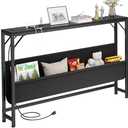 Asgolion 47.2'' Console Table with Charging Station and Storage, Entryway Table with Power Outlets and USB Ports, Behind Couch Table, for Living Room, Foyer, Entryway, Hallway, Black