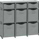 9 Cube Closet Organizers, Includes All Storage Cube Bins, Easy To Assemble Storage Unit With Drawers | Room Organizer For Clothes, Baby Closet Bedroom, Playroom, Dorm (Light Grey) (9 Cube with Handles)