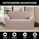 PrinceDeco Stretch Loveseat Sofa Cover Slipcover Couch Cover for 2 Cushion Sofa Washable Sofa Cover for Pets Friendly Furniture Protector Covers with Non Slip Bottom(Loveseat, Sand)