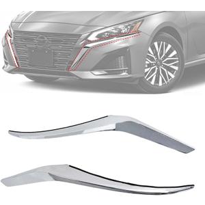 Front Grille Trim Molding Chrome Set Compatible with Nissan Altima 2023 2024 2025 Replace 620759HF0A 620749HF0A Front Bumper Grille Trim Driver and Passenger Side (Silver)