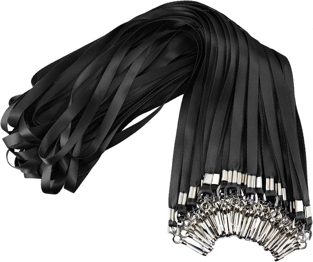 Korty Black Lanyards Bulk 50 Packs Lanyards for ID Badges,Lanyards with Swivel Hook Clips for Name Tag Lanyard ID Holder