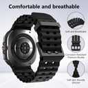 Sport Silicone Bands Compatible for Samsung Galaxy Watch Ultra 47mm (2025/2024), Breathable Wristband Waterproof Replacement Soft Silicone Strap for Men Women