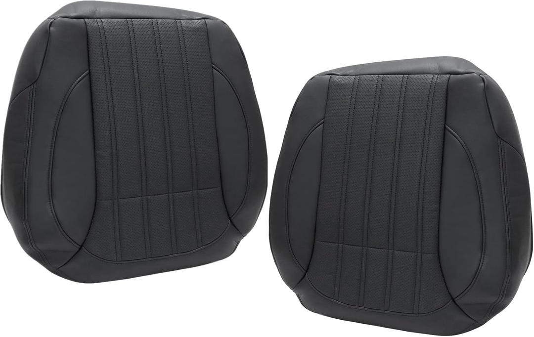 FZJDSD Black Driver & Passenger Bottom Perforated Microfiber Leather Replacement Seat Covers (2PCS) Compatible with Mercedes Benz GL350 GL450 GLE350 GLE400 2013-2019, Fits Heated & Cooled Seats