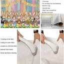 Easter Backdrop Colorful Wood Photography Backdrop Rabbit Eggs Grass Spring Background Banner Easter Party Decoration Kids Birthday Baby Shower Photo Booth Props (8X6FT)