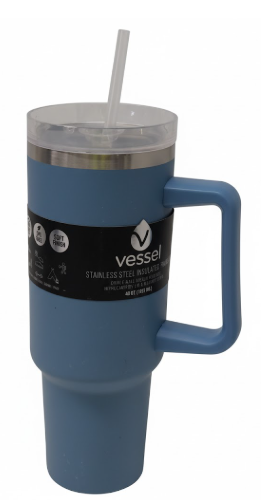 FF VESSEL SS TUMBLER W/HANDLE 40 OZ BLUE