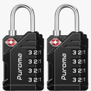 Puroma TSA Approved Travel Luggage Locks, 2 Pack Black 4 Digit Resettable Combination Code Lock with Zinc Alloy Body for Suitcase, Backpack, Laptop Bag, Gym Locker, Toolbox