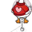2 x Valentines Badge Reel,Cute Goose Acrylic Badge for ID Card Badge,Fun Telescoping Retractable Badge Holder Alligator Clip Accessories for Nurse,Medical Worker,Nursing Student,Teacher (Style4)