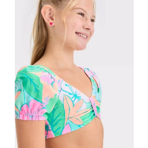 Cat & Jack girls' Tropical Print Swimsuit Top, Medium