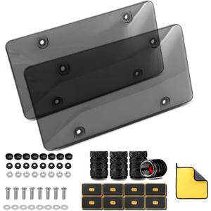License Plate Cover License Plate Frames: 2 PCS License Plate Protector - Plastic car Front/Rear License Plate Cover with Screw Cap for US Standard Cars (Transparency)