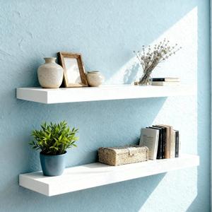 Floating Shelves for Wall(Set of 2)-36 Inch White Wood Wall Shelf with Invisible Brackets for Bathroom,Bedroom,Drawingroom,Kitchen for Decor(2pcs,White) (7.8"D x 36"W x 1.73"H)