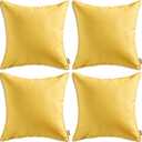 MIULEE Pack of 4 Decorative Outdoor Summer Pillow Covers Square Cushion Cases PU Coating Waterproof Throw Pillowcase Shell for Living Room Couch Sofa Garden Tent Park 18x18 Inch Yellow