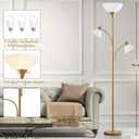 Luvkczc Floor Lamps for Living Room, 72" Tall Standing Lamps, Torchiere Lamp with 8W Adjustable Reading Lights, Modern Bright Floor Lamp for Bedroom, Office, Dresser, Gold&White, Bulbs Included