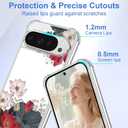for Google Pixel 9 Pro XL Case+Tempered Glass Screen Protector, Slim Soft TPU & Hard PC,Girls Women Crystal Clear Cute Floral Pattern Shock Absorption Case Cover for Pixel 9 Pro XL (silver Shield Flower Series-Lotus)