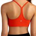 Colorfulkoala Women's Dreamlux Y Back Sports Bra Low Impact Padded Workout Top with Built in Bra A-C Cups Cherry Tomato, Size XS