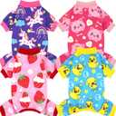 XPUDAC 4 Pieces Dog Pajamas Stretchy Dog Pjs Soft Cute Doggie Clothes for Small Medium Dogs Boy Girl Cats Pet Outfits, M (Medium(Chest-16" Back-12" Neck-10.2"))