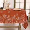 Softalker Fall Tablecloth Rectangle 60x120 Inch, Thanksgiving Autumn Harvest Orange Rust Pumpkin Maple Leaf Decoration Table Cloths, Stain Resistant Farmhouse Table Cover for Holiday Dinner/Party
