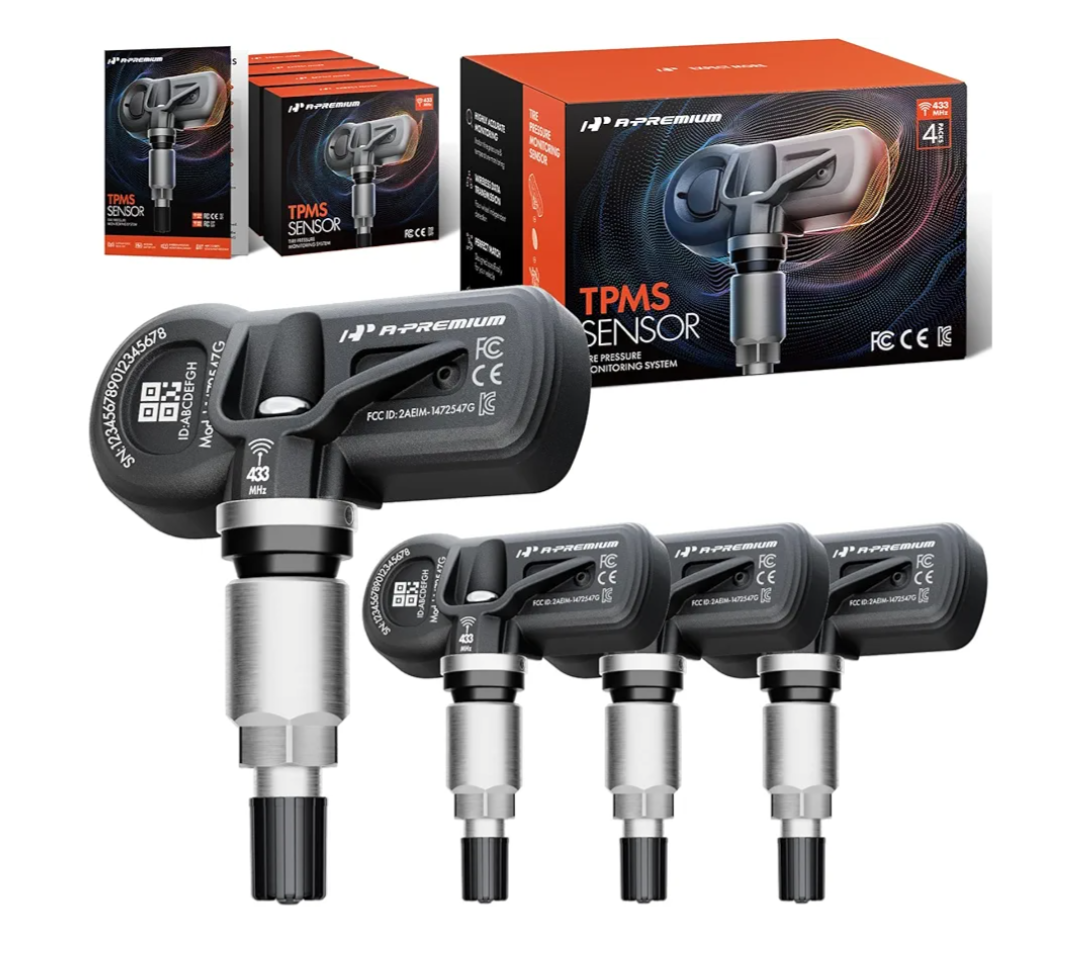 A-Premium 4PCS Pre-Programmed TPMS Sensor Tire Pressure Monitoring Sensor - Compatible with Chevy, GMC, Cadillac & Buick - Camaro, Cruze, Malibu, Silverado, Sierra, Terrain, Yukon, Lacrosse - 433MHz