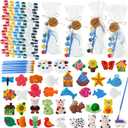 HyDren 202 Pcs Arts and Crafts Painting Kit for Kids Plaster Paint Your Own Figurines Ceramic Painting Kit Marine Animals Flowers Plants DIY Ceramic Figurines to Paint for Boys Girls Toddlers Gifts