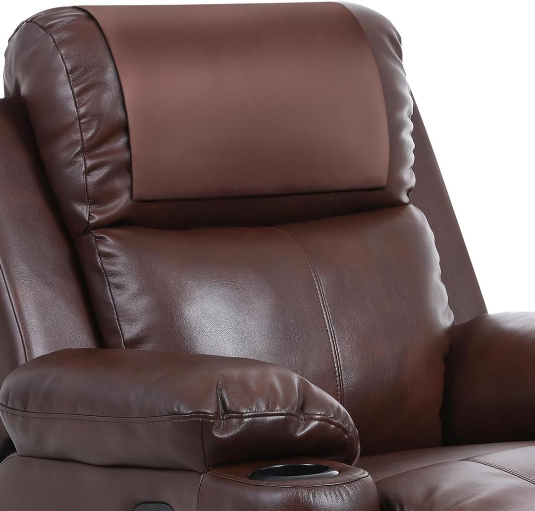 Recliner Headrest Protector, Non-Slip Faux Leather Headrest Cover | Waterproof & Washable | for Recliner Chair, Sofa, Office & Theater Seats 17x27 in (Tan Leather)