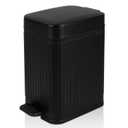 Rejomiik Small Bathroom Can with Lid Slim Soft Close Garbage Can Step Wastebasket Container Bin for Office Bedroom Kitchen Living Room (1.9 Gallon Black)