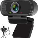 Full HD 1080P Webcam with Privacy Shutter and Tripod, Pro Streaming Web Camera with Microphone, Widescreen USB Computer Camera for Laptop Desktop Mac (Black)