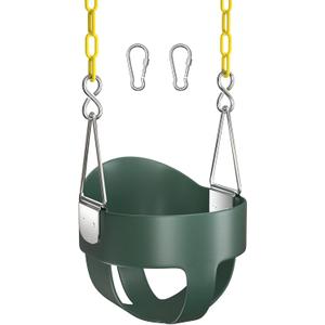 AGPTEK High Back Full Bucket Toddler Swing Seat Infant Swing with Yellow Coated Swing Chains and Carabiners Baby Swing Outdoor for Easy Install(Green)