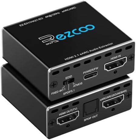 4K@120Hz HDMI 2.1 eARC Audio Extractor 1 in 1 Out Support VRR ALLM HDCP2.3 ARC eARC HDR CEC SPDlF Optical Audio Out Digital EDID for PS5 Xbox NVIDIA AMD