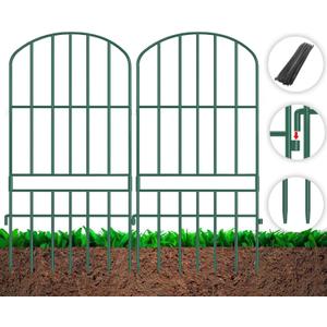 Adavin Animal Barrier Garden Fence,10 Pack Green 12''L x 25" H no dig Fence, Underground dig Protection for Dog Rabbits Rustproof Metal Wire Panel Border, 10 ft Ground Stakes for Outdoor Patio