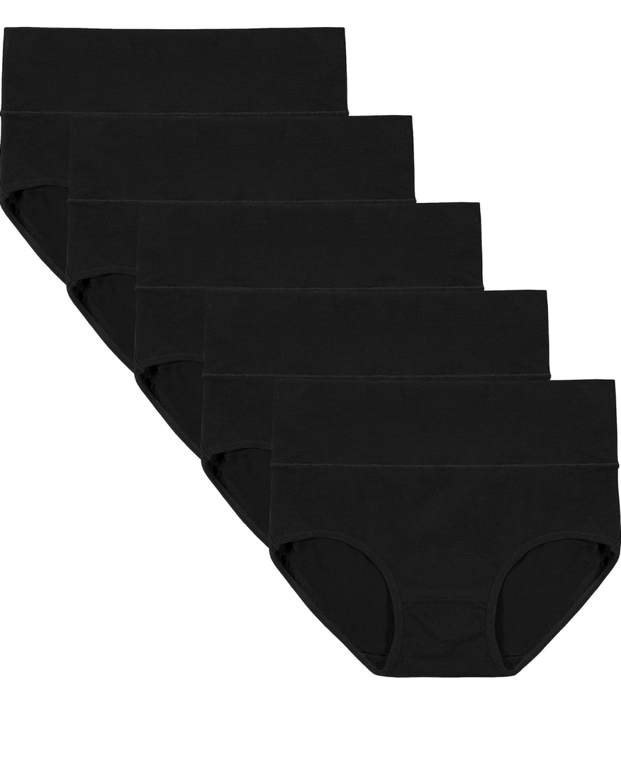 Women's High Waisted Underwear Cotton Panties Regular & Plus Size 4-Pack, XXL