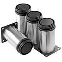 Masendelk 4 Inch Metal Furniture Legs Stainless Steel Adjustable Legs Silver Table Legs Round Cabinet Legs for Coffee Table Cabinet Desk Sofa Shelves, Pack of 12