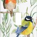 Bird Floral Flower Single Toggle Light Switch Plates And Outlet Covers Decorative Electrical Wall Plate Receptacle Switchplate Decorate Plug Cover For Bathroom Bedroom Kitchen 4.5 * 2.76 Inch