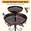 Daoeny Bird Bath for Outside, 42In Vintage Freestanding Birdbaths for Outdoors, Double Metal Bird Bath Feeder Bowls for Garden Patio Yard Lawn Decor, Upgraded 5-Pronged Base (Antique Bronze)